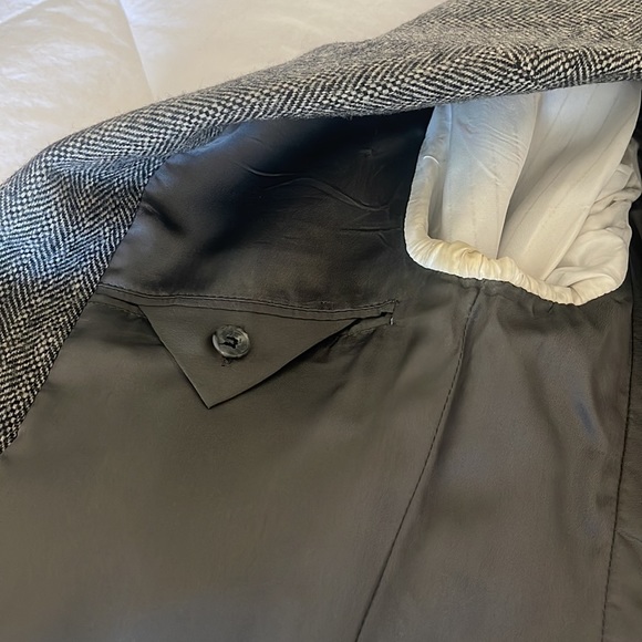YVES SAINT LAURENT Jimmy Au’s VINTAGE Grey Herringbone Tweed Blazer Size 10 - Picture 12 of 16